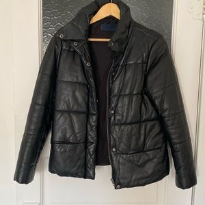 Zara Genuine Leather Puffer Jacket